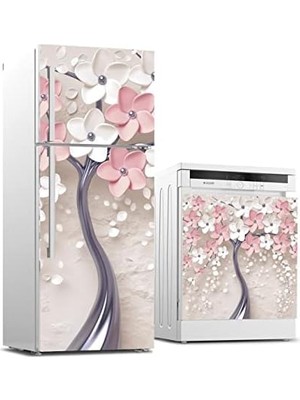 Ala Store Buzdolabı ve Bulaşık Makinası Beyaz Eşya Kaplama 3D Pembe Ağaç