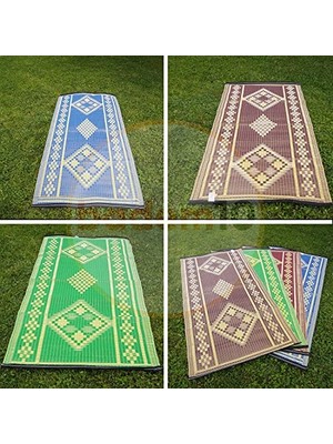 Esranın Dünyası BADEM10 Plastik Hasır Halı Kilim Piknik Cami Park Plaj Bahçe Balkon Teras Kamp Outdoor Karavan Mat 90X180 cm