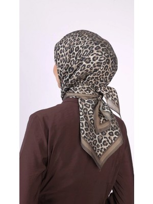 Aminenesil Glomaria Tiny Leopard Desen Modal Eşarp Haki Renk