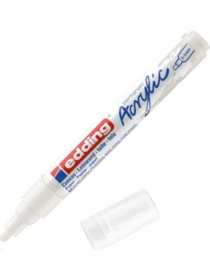 Esranın Dünyası Edding 5100 Akrilik Markör Orta - Beyaz - 1 Su Geçirmez Akrilik Markör - Yuvarlak Uçlu 2-3 mm