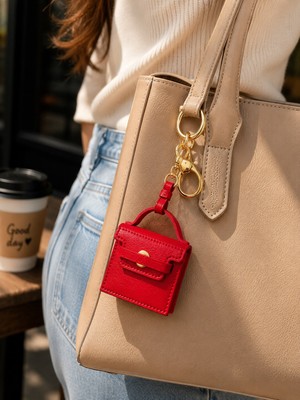 Biton Toptan Kırmızı Mini Çanta Charm Anahtarlık | Çanta Aksesuarı & Ipod Tarzı Mini Cüzdan Charm