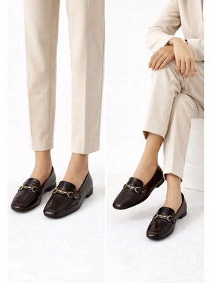 Bitangosu Rugan Klasik Loafer - Gold Tokalı Günlük Rahat Ayakkabı