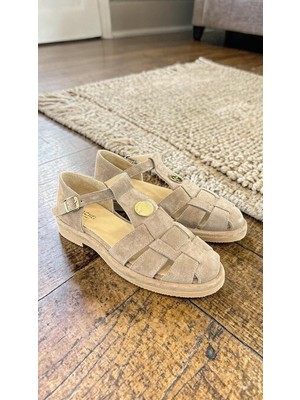 Eforia Rachel 40208 Vizon Hakiki Deri Tam Ortopedik Kadın Casual Günlük Sandalet