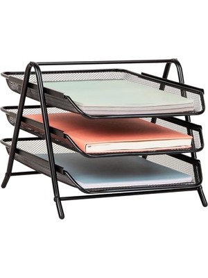 Esranın Dünyası 3 Katmanlı Kağıt Tepsisi, Masaüstü Düzenleyici, Dosya Depolama, Çalışma Alanı, Ofis, Metal Örgü, 11.5 "u x 13.75" G x 10"h, Siyah