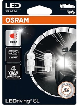 Esranın Dünyası Osram T10 Ledriving Sl 12V W5W Kırmızı Işık (Takım -2 Adet)