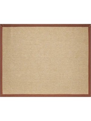 Vivense Bordürlü Hasır Dokulu Sisal Makine Halısı, Bej, 100X150