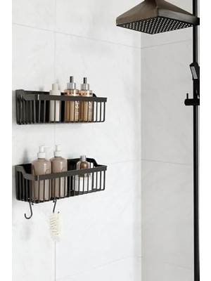 Esranın Dünyası 2'li Yapışkanlı Banyo Rafı, Askılı Organizer, Plastik Şampuanlık