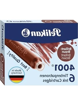 Esranın Dünyası Pelikan Kartuş Serisi TP6X Dolma Kalem Kartuşu Kahverengi