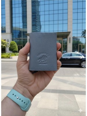 Newish Polo Mekanizmalı Rfid Özellikli Cüzdan Kredi Kartlık Hakiki Deri - Gri