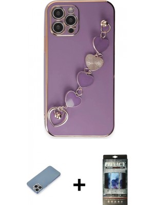 Marsilyan™- iPhone 12 Pro Kılıf Nova Işık Prime - Siyah 34D Hayalet Izgaralı Cam + Shine Kamera Lens Koruma Cam - Gı