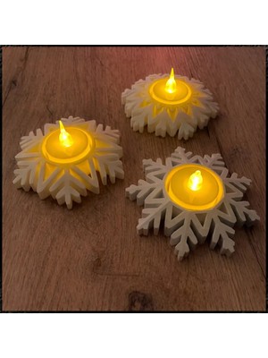 Oko Design Kar Tanesi Tasarımlı LED Mumluk Tealight 3 Adet
