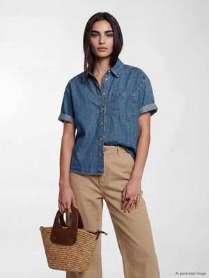 LC Waikiki Lcw Vision Indigo Oversize Kadın Jean Gömlek