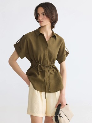 LC Waikiki Lcw Everyday Yeşil Oversize Kadın Gömlek