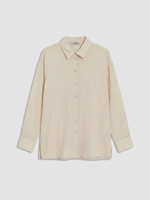 LC Waikiki Xsıde Bej Oversize Müslin Kadın Gömlek