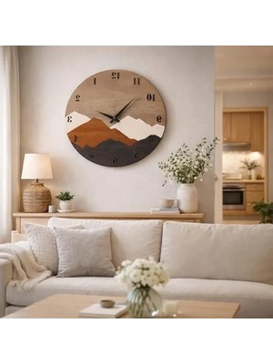 Esranın Dünyası Modern Rustik Ahşap Duvar Saati - 50 cm Çap