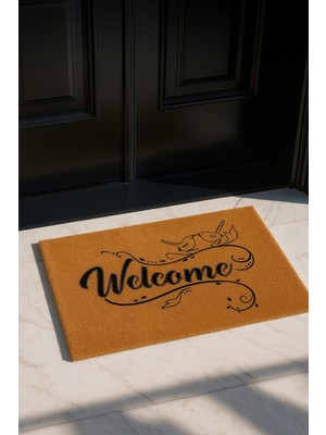 Valerine Life Velür Coco Dokulu Welcome Hoş Geldiniz Kapı Önü Dış Mekan Paspası 45X70CM 27YCM260122