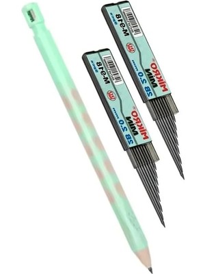 Esranın Dünyası Kalın Uçlu Mekanik Kalem Seti, 2.0 mm Açık Yeşil ve Siyah Renk