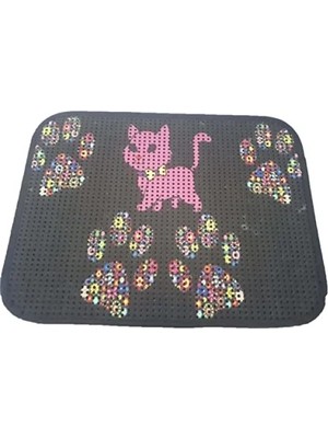 Esranın Dünyası Elekli Desenli Kedi Tuvalet Önü Paspası, 60 x 45 cm - Pembe