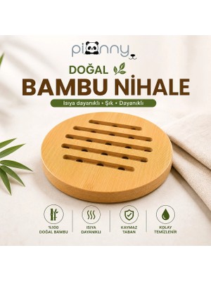 Pionny Bambu Yuvarlak Nihale - Açık Kahverengi - 17 cm