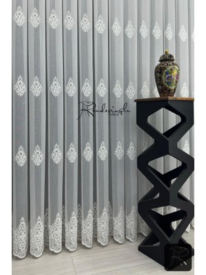 Rendecioğlu Tekstil Tül Perde Suzene Işleme Serpme 5 Hiza Motif 5525 Desen