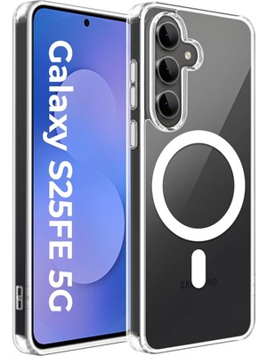 CepStok Samsung Galaxy S25 FE Şeffaf Magsafe Özellikli Arka Kılıf Silikon Malzeme ile Darbe Koruması