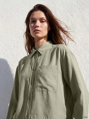 LC Waikiki Lcw Modest Haki Modal Karışımlı Kadın Gömlek