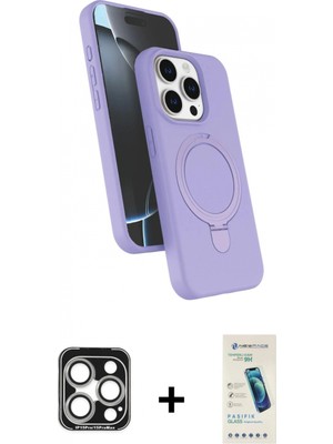 Marsilyan™- iPhone 15 Pro Max Kılıf Iz Işık Koleksiyonu - Şeffaf Pasifik Cam Ekran Koruyucu + Pvd Metal Kamera Lens - Gs