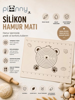 Pionny Büyük Boy Silikon Hamur Matı 35X55CM - Krem