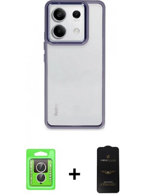 Pileli Store Pilelistore™ Redmi Note 13 Pro 4g Kılıf Nova Işık Serisi - Siyah 6d Antistatik Mat Seramik Hayalet Nano Ekran Koruyucu + Raze Metal Kamera Lens - Gs
