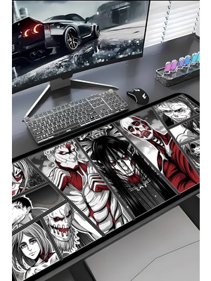 Charmbi Attack On Titan Gaming Mouse Pad 30X70 Xxl Mousepad, Large Desk Mat, Non Slip Keyboard Pad