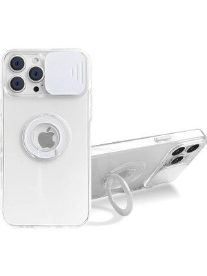 Hepsı Najmaddin Ally iPhone 13 Pro 6.1 Inç Kılıf Sürgülü Kamera Lens Korumalı Yüzük Standl�