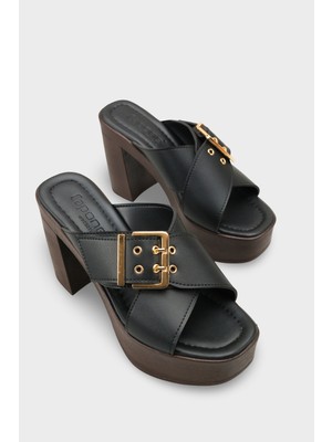 Capone Outfitters Marlo Platform Çapraz Bantlı Metal Tokalı Kadın Terlik