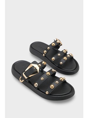 Capone Outfitters Nollie Yuvarlak Burunlu Metal Aksesuarlı Kadın Terlik