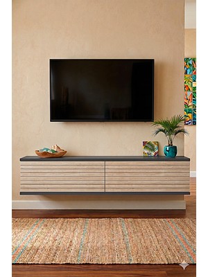 Yumedi Design TDA1214AT -Gradishte Duvara Montaj Tv Stand , Tv Sehpası 120CM Antrasit-Traverten