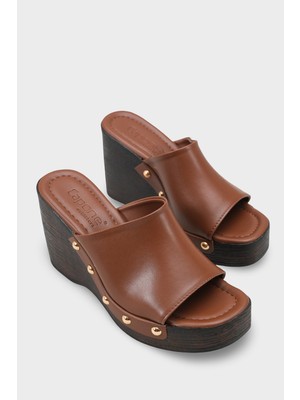 Capone Outfitters Sonia Dolgu Topuklu Tek Bantlı Burnu Açık Sabo Terlik