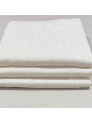 Kumaşçıtr Kaymaz Tabanlı Kadife Koltuk, Çekyat Örtüsü - Lüks Çizgili Desenli, Süngerli Ekru Renk 170-205 cm
