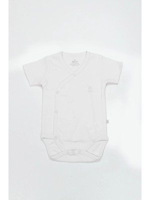 Belle Fusion Mey Ithalat®   Organik Natural Basic Style Kruvaze Yarım Kol Body BS17101 Beyaz