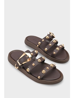 Capone Outfitters Nollie Yuvarlak Burunlu Metal Aksesuarlı Kadın Terlik