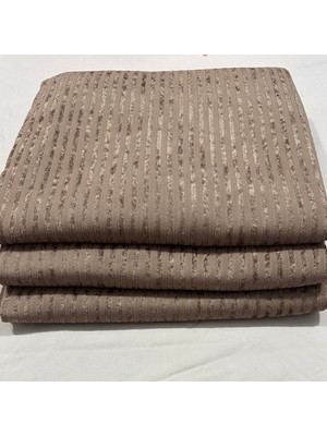 Kumaşçıtr Kaymaz Tabanlı Kadife Koltuk, Çekyat Örtüsü - Lüks Çizgili Desenli, Süngerli Toprak Renk 170-205 cm