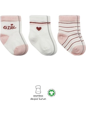 Belle Fusion Mey Ithalat®   3'lü Penye Boy And Girl Soket Çorap BS10114 Pembe