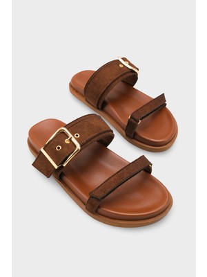 Capone Outfitters Diann Düz Topuklu Bantlı Metal Tokalı Kadın Terlik