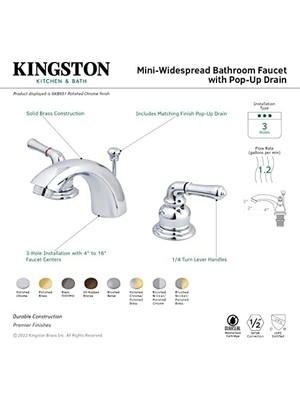GKB954 Magellan Mini Geniş Lavabo Musluğu, Perakende Açmalı Krom Cilalı Pirinç Süslemeli
