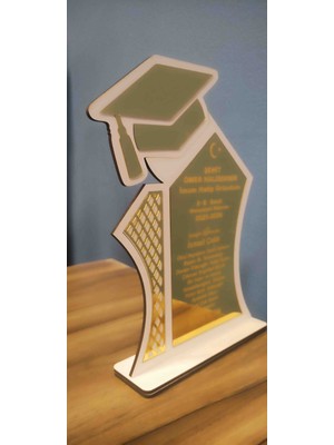 Hayalim Hediyelik Mezuniyet Plaket Beyaz Gold 10 Paket