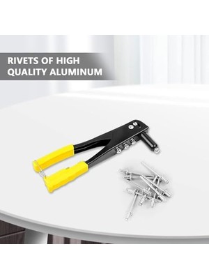 4 Uçlu Profesyonel Perçin Tabancası Seti – 2.4/3.2/4.0/4.8 mm Başlık + 40 Adet Alüminyum Perçin + Anahtar | Metal, Plastik ve Deri Delme & Sabitleme Aracı