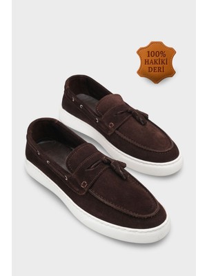 Capone Outfitters Hammad Hakiki Deri Süet Püsküllü İçi Hakiki Deri Astarlı Erkek Loafer Ayakkabı