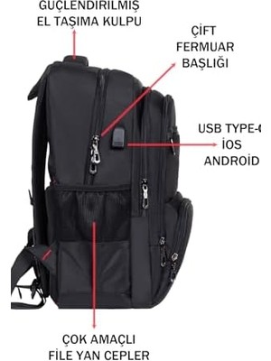 Dada 04 Ortaokul Lise Üniversite Okul Çantası Laptop Dizüstü Bilgisayar Çantası 14"-15,6" Inç Gündelik Kadın Erkek Sırt Çantası USB Type-C Aparat Darbe Emici Koruma Su Geçirmez Kumaş