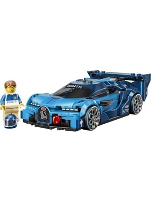 Speed Champions Bugatti Vision Gran Turismo Araba 77253-9 Yaş ve Üzeri Çocuklar Için Bugatti Kıyafet Giyen Minifigür Içeren Yaratıcı Oyuncak Yapım Seti, Hediye Fikri (284 Parça)
