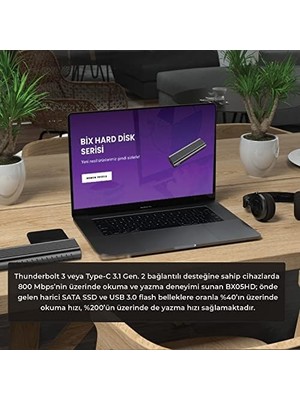Bix BX05HD Aluminyum Kasa Type-C 3.1 Gen2 To Pcıe Nvme M.2 SSD Disk Kutusu 2230 /2242 / 2260 / 2280 Ssd'ler ile Uyumlu