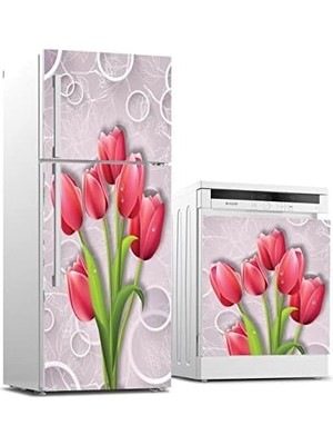 Buzdolabı ve Bulaşık Makinası Beyaz Eşya Kaplama 3D Kırmızı Güller