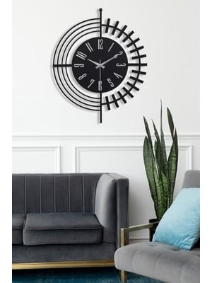 Muyika Duvar Saati 50CM Sessiz Mekanizma Siyah Metal Kasa Modern Tasarım - 50 Siyah Mds-50 MYK2078-3